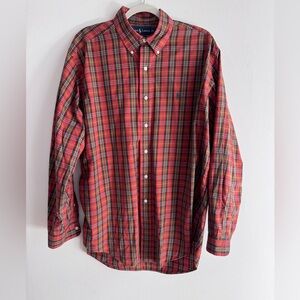 Ralph Lauren Men's Red and Black Plaid Shirt